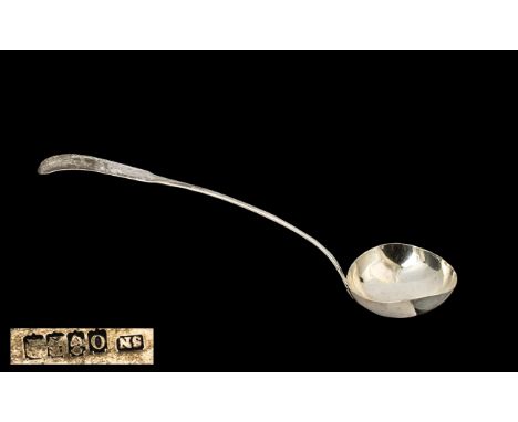 George III - Fine Quality Irish Silver Ladle of Large Proportions, Marks for Samuel Neville ( S.N ) Hallmark Dublin 1810. Top