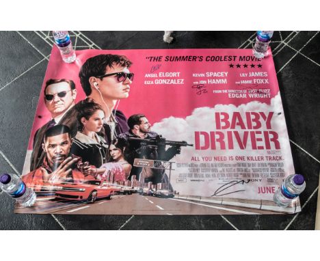 Baby Driver Rare First Edition Quad Signed By Acclaimed Cast & Director It is a rare first edition quad poster (30"x40")for t