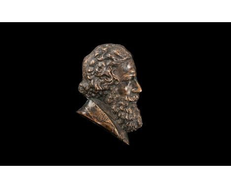 William Morris Rare Electrotype Coppered Portrait Bust; period with lozenge date mark; 4 inches (10cms) x 2.75 inches (6.9cms