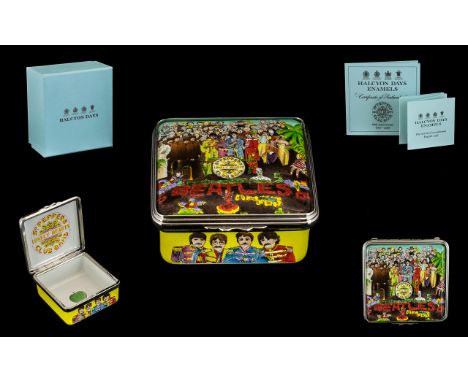 Halcyon Days Ltd and Numbered Edition Enamel Lidded Box Beatles - Stg Peppers Lonely Hearts Band. This Enamel Box Is No 184 o