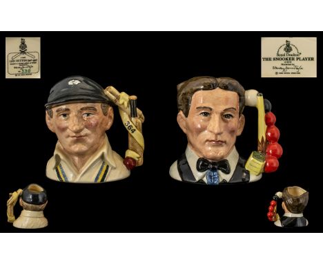 Royal Doulton Pair of Hand Painted Ltd Edition Small Size Character Jugs. 1/  Len Hutton, 1916 - 1990 D6945, Issued 1993 only