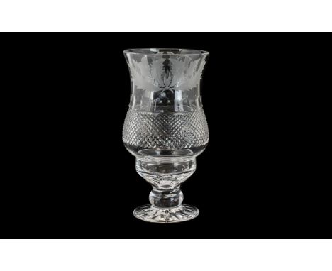 Edinburgh Crystal Thistle Small Hurricane Lamp -  2 Piece Candle Lamp. Measures 6.5" tall.  Excellent condition.