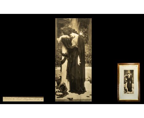 Frederick Lord Leighton PRA Fine Print, Published by Arthur Tooth and Sons, London 1896. Depicting a Classical Maiden Leaning