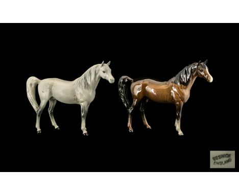 Beswick Horse Figures (2) comprising Arab 'Xayal', one horse grey, the other brown, Model No. 1265.  Designer A Gredington.  