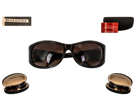 Bruce Oldfield Vintage Sunglasses with black colourway and silver mount, No. BG000/4S, filter category 68-0-16-110.  With cas