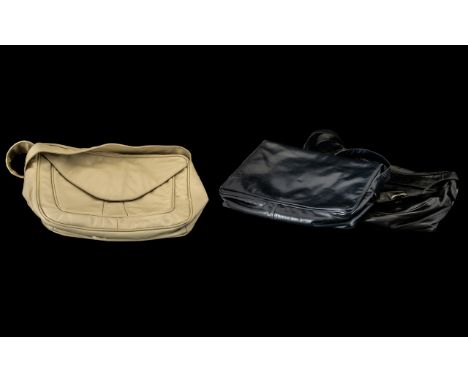 Collection of Three Vintage Enny Italian Bags.  Comprises black shoulder bag with front pocket; navy shoulder bag with front 