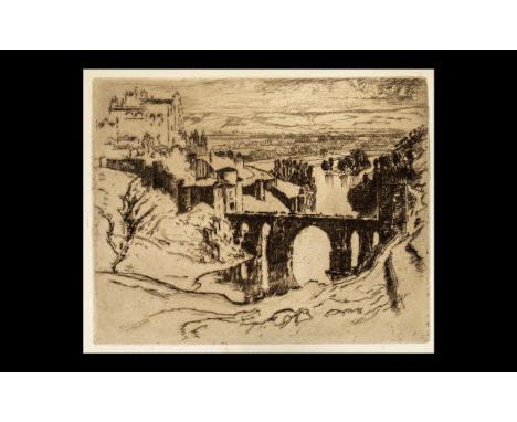 Joseph Pinell - Original Etching of Saint Martins Bridge, Unmounted. Size 9 x 11 Inches. 