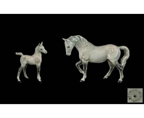 Beswick Horse Figures ( 2 ) Horses. 1/ ' Stocky Jogging Mare ' 3rd Version, Model No 855. Grey Colour way. Designer A. Gredin