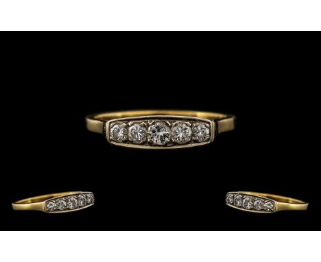 14ct Diamond Ladies Art Deco Ring. Deco Ring Set with 5 Diamonds, Diamonds are of Good Quality and Sparkle. 