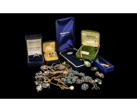 Collection of Vintage Costume Jewellery comprising earrings, necklace and matching earrings, clip on and screw back earrings,