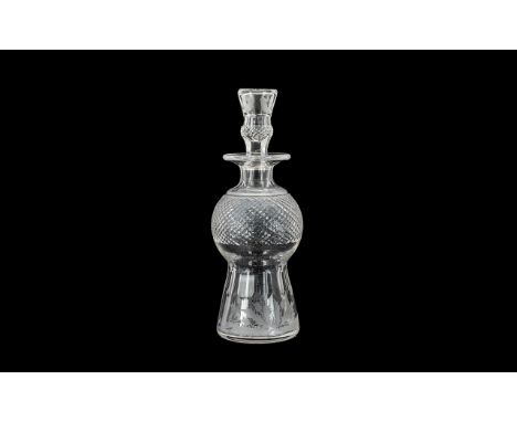 Edinburgh Crystal Thistle Bud Vase.  Unusual crystal glass vase with thistle engraving to base, with rondel shaped top.  Attr