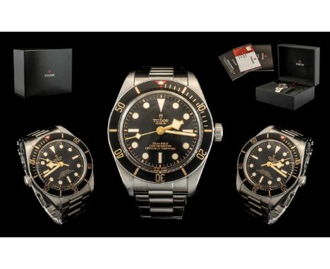 Tudor Heritage Black Bay 58 Gents - Divers Automatic Chronometer Stainless Steel Wrist Watch with Black Dial and Gold and Lum