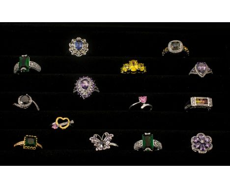 A Good Collection of  925 Silver Dress Rings, All Marked for Silver, And All In New Condition. Beautiful Collection of All Di