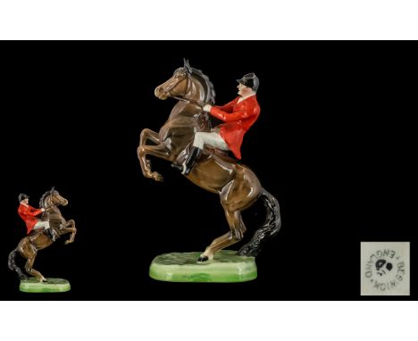 Beswick - Nice Quality Hand Painted Ride and Horse Figure ' Huntsman ' 2nd Version on Rearing Horse. Model No 868. Designer A