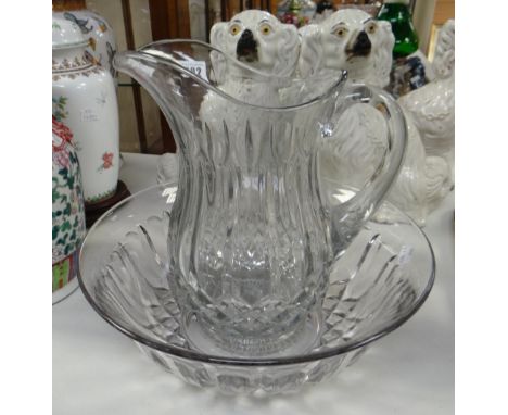 A good hobnail-cut glass toilet jug and basin Condition reports provided on request by email for this auction otherwise items