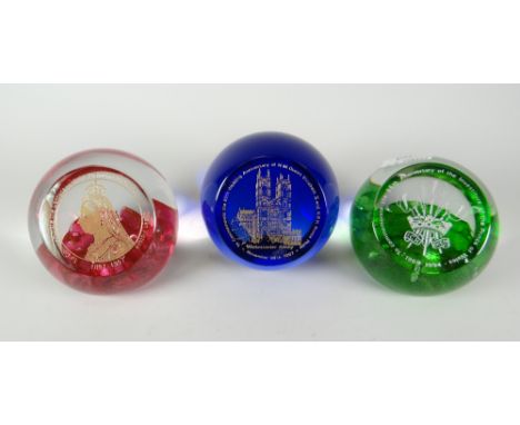 Three Caithness commemorative paperweights in original boxes (3) Condition reports provided on request by email for this auct
