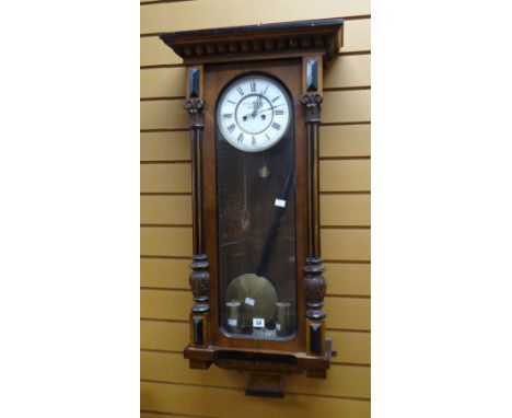 An antique Vienna wall clock with white enamel dial bearing Roman numerals Condition reports provided on request by email for