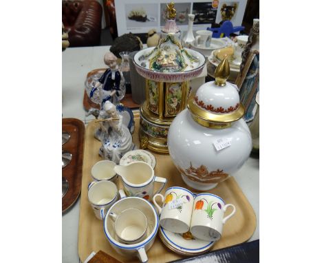 A Capodimonte-style wind up ornament, Bavarian ginger jar, vintage teaset ETC Condition reports provided on request by email 