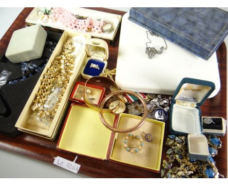 A parcel of jewellery, mainly costume, but also 9ct yellow gold items noted eg. ladies wristwatch, locket, necklace &amp; ban