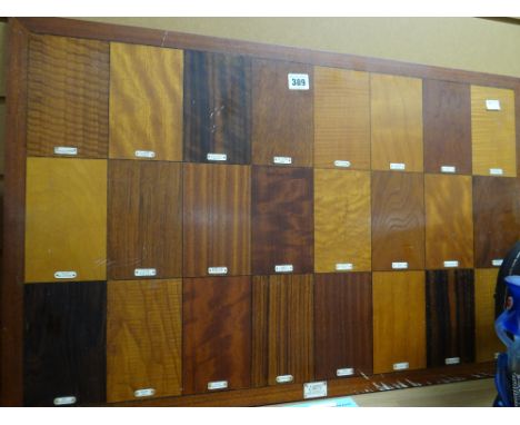 F R Shadbott &amp; Sons Ltd cabinet maker's wood veneer specimen board, 51 x 80cms Condition reports provided on request by e