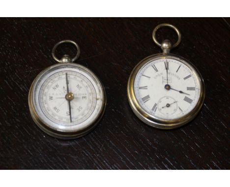 A matched pair of early 20th century Moko Bavarian German vesta cases, modelled respectively as a pocket watch and a compass