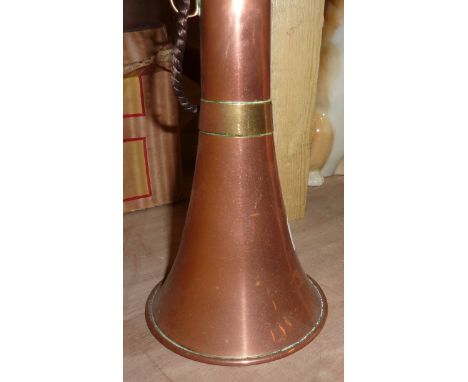 Copper and brass hunting horn