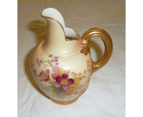 Royal Worcester blush ivory small jug with hand painted floral decoration