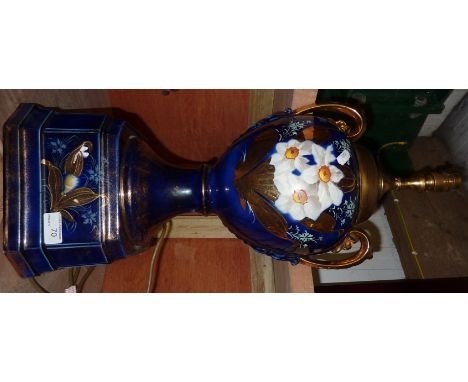 Large urn on stand converted to a lamp base with gilt decoration