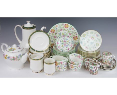 A collection of florally decorated teawares, to include; a Minton Haddon Hall pattern, part tea service, six teacups, five sa