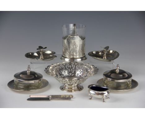 Two late Victorian silver plate cigar trays, each modelled as a playing card suit, heart and club, a pair of silver plate but