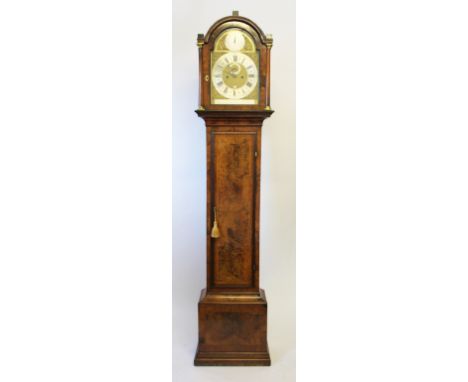 A George III walnut month going longcase clock by George Etherington of London, the 31cm dial with a silvered Roman numeral c