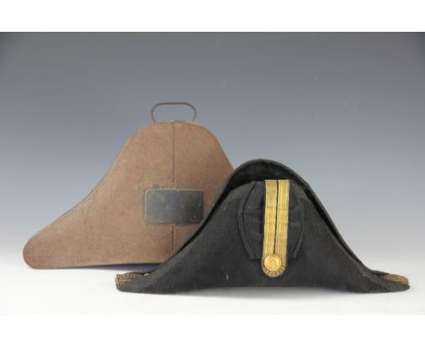 A Naval dress hat by W H Whiteman 'Nanval Outfitter, Woolwich, named in ink to inside 'S Mc Dougall 1868', 43cm wide, within 