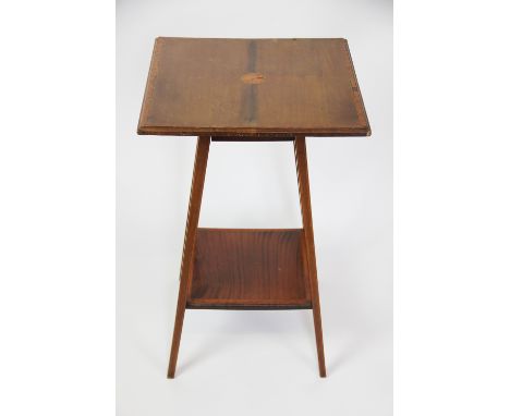 An early 19th century oak commode table, and an Edwardian mahogany two tier occasional table (as found)