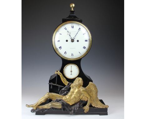 An early 19th century eight day ebonised bracket clock, the Roman numeral enamel dial signed John Grant, Fleet Street, London