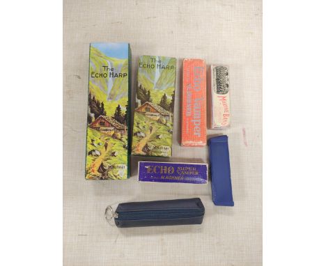 Collection of harmonicas to include Marine Band, Echo Super Vamper, The Echo Harp, Blues Harp, etc (7) 