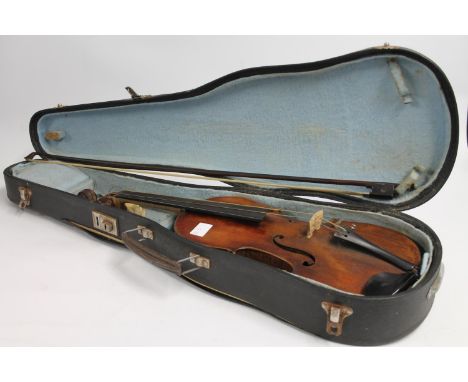 Cased violin with bow. 