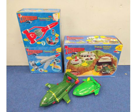 Thunderbirds: Lot comprising of 1990s/2000s Thunderbird models by Carlton Toys to include Tracy Island Play Set, Thunderbird 