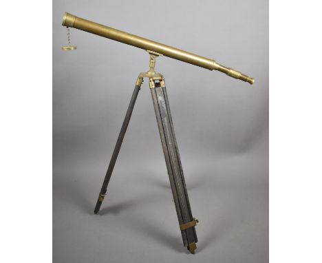 A Reproduction Brass Telescope on Tripod Stand, Condition Issues 