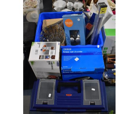 A Collection of Sundries to Include Crosscut Shredder, Toolbox, Door Knobs etc 