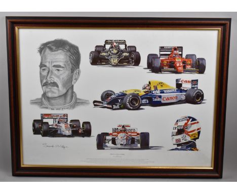 A Framed Stewart Mcintyre Formula One Print, "Tribute to Nigel Mansell", 59x42cm 