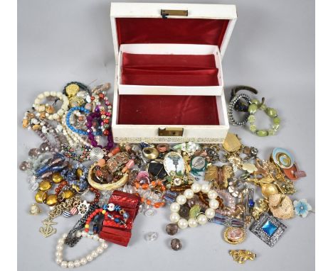 A Vintage Cantilevered Jewellery Box Together with Collection of Costume Jewellery etc 