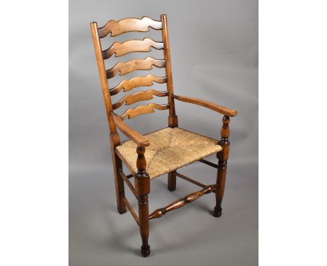 A Rush Seated Ladder Back Armchair 