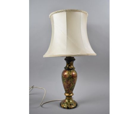 A Decorated Vase Shaped Table Lamp and Shade, 55cm high 