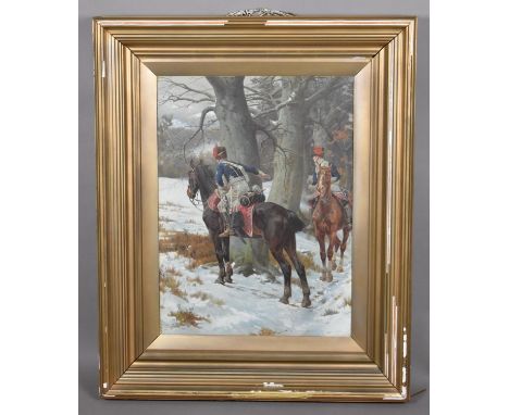 A Large Gilt Framed Military Print, "Scouts" After William Barnes Wollen, 54x73cm 