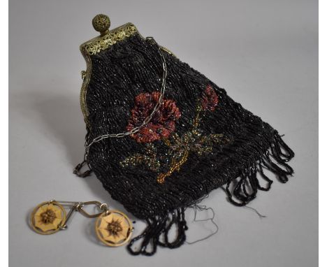 A Vintage Beadwork Ladies Purse Together with a Novelty Gilt Metal Cape Tie in the form of Spider in Web 