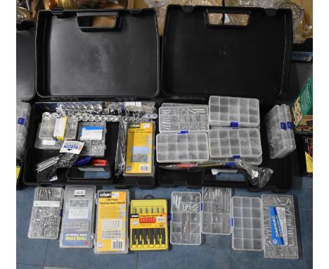Two Tool Boxes Containing Various Socket Sets, Fixings, Washers etc 
