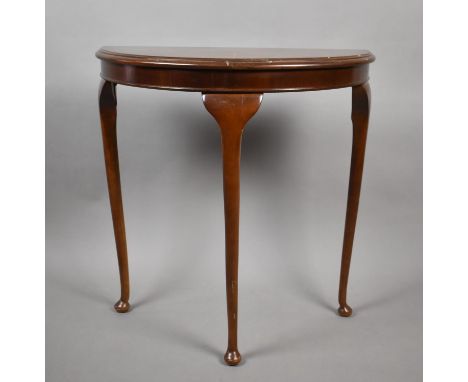 A Mid 20th Century Mahogany Demi Lune Console Style Table, 68cm wide 