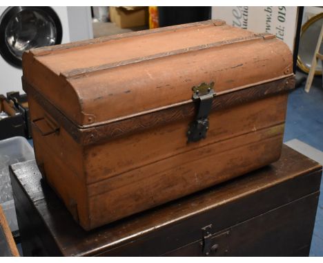 A Vintage Scumble Glazed Metal Traveling Trunk, 64cm wide 