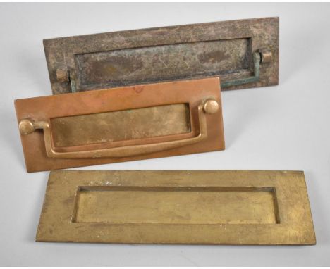 Three Vintage Brass Door Letter Flaps 