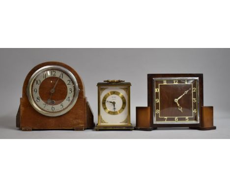 Two Vintage Mantel Clocks and a Metamec Carriage Clock with Quartz Movement 